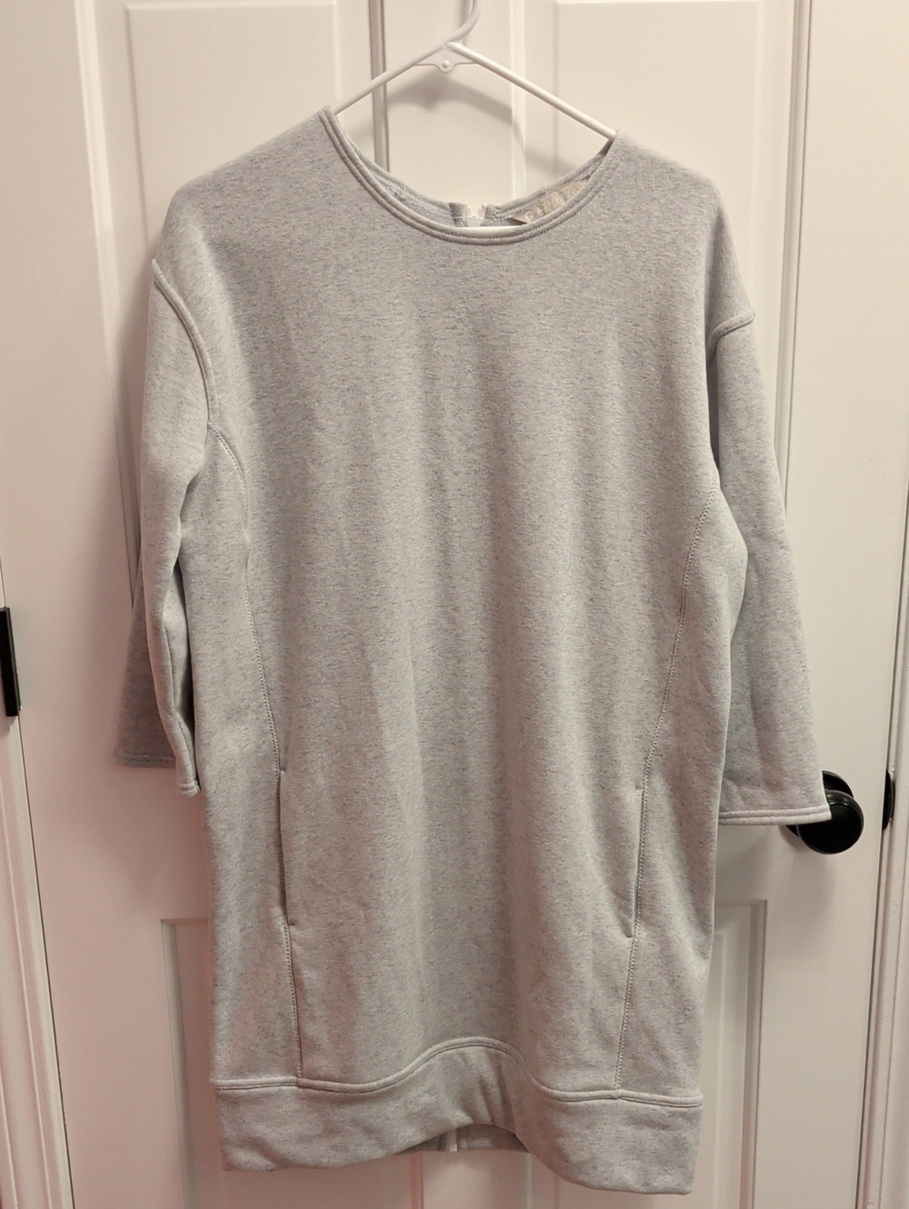 Athleta Women's Crewneck Sweatshirt Dress in Heather Gray With Sherpa Lining